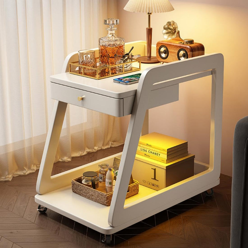 Wood End Table with Drawer, 2 Tiers Side Table with Open Storage Mobile Couch...