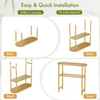 Small Entryway Table Bamboo 30.7", Narrow Hallway Table Oval Top 2-tier, Slim Console Table with Anti-fall Edge, Sofa Side Table 5min Easy Assembly, Small TV Stand for Bedroom, Indoor Plant Stand