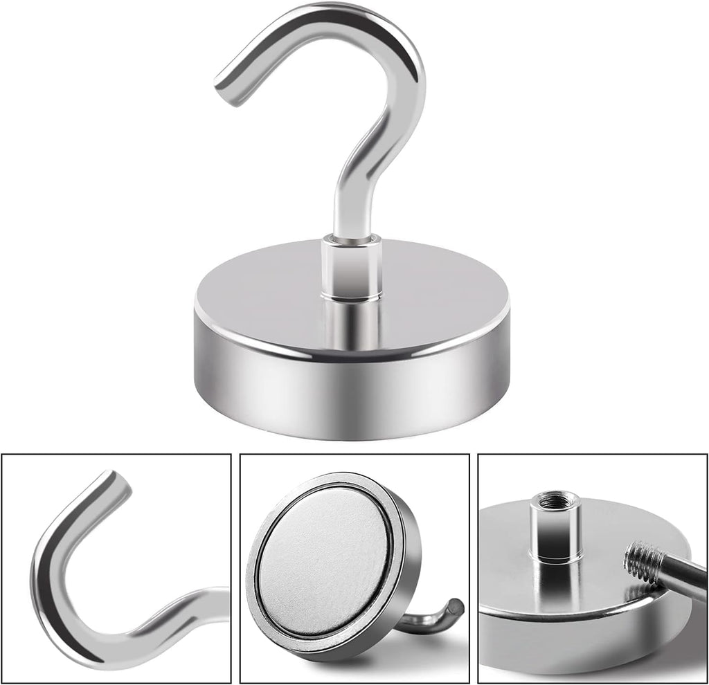 DIYMAG 6 Packs Magnetic Hooks,170 Lb Heavy Duty Neodymium Magnets for Refrigerator, Strong Cruise Ship Essentials Hook for Hanging, Magnetics Hanger for Grill