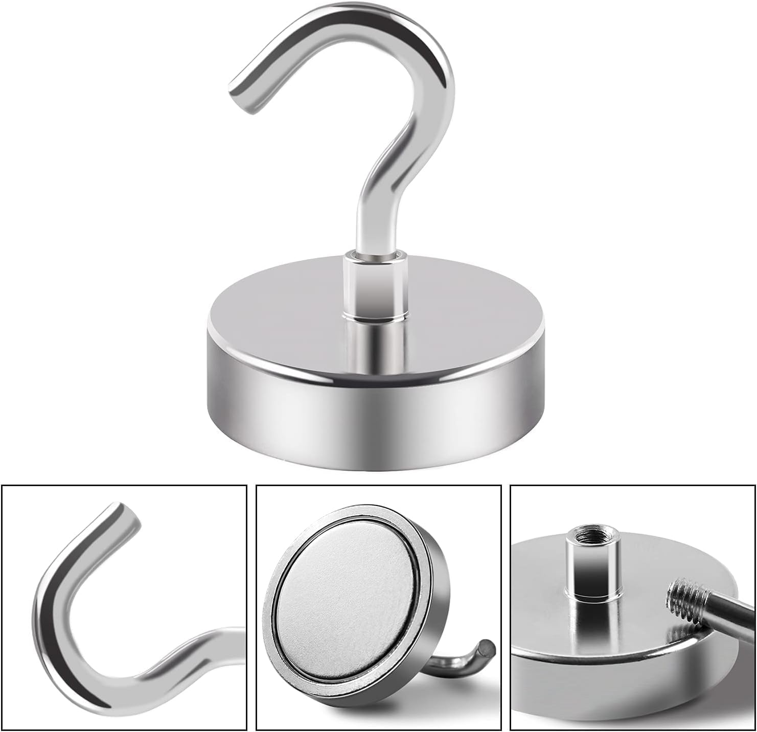 DIYMAG 6 Packs Magnetic Hooks,170 Lb Heavy Duty Neodymium Magnets for Refrigerator, Strong Cruise Ship Essentials Hook for Hanging, Magnetics Hanger for Grill