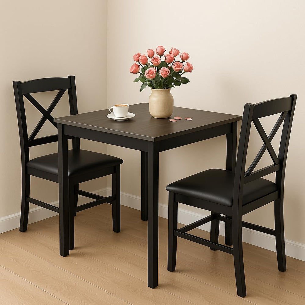 Tangkula Mid-Century Modern Dining Table Set for 2, Wooden Kitchen Table &amp...