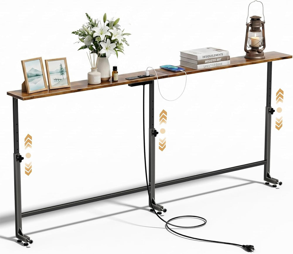 Faesun 67 Inch Behind Couch Table, 23.6"-34.6" Adjustable Height Ra...