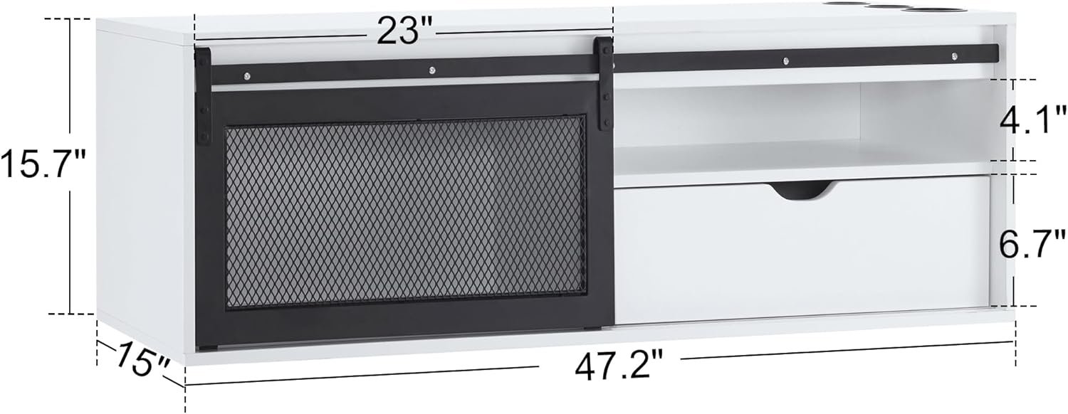 BarberPub Wall Mount Station with 3 Metal Tool Holders, Multi-Functional Storage Cabinet, Styling Station with Sliding Door, Open Storage Beauty Salon Organizer 2503 (White)