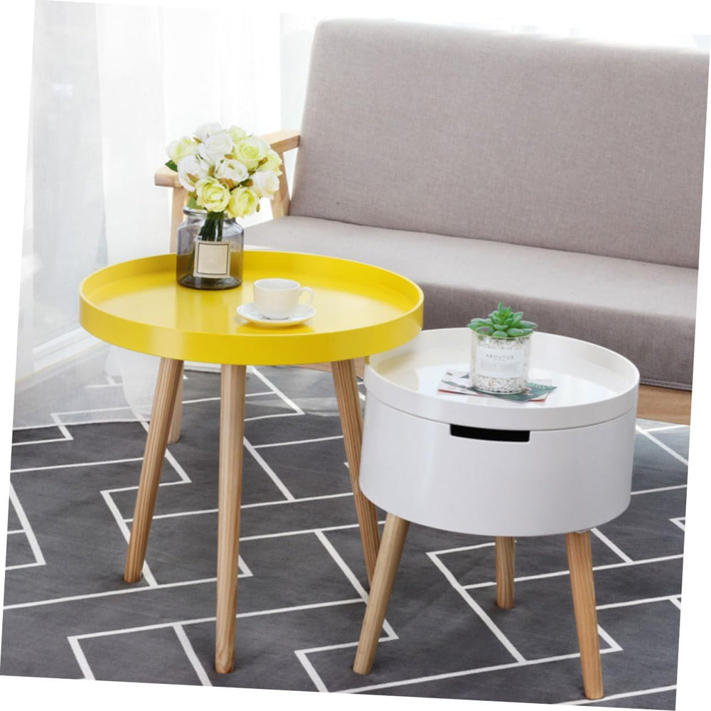 SUPVOX Modern Small Round Nordic Sofa Side Table, Yellow Mini Creative Indoor...