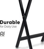 PJ Wood Conventional Solid and Sturdy Wood Construction Portable Folding TV Snack Tray Table Desk Serving Stand, Black (8-Piece Set)