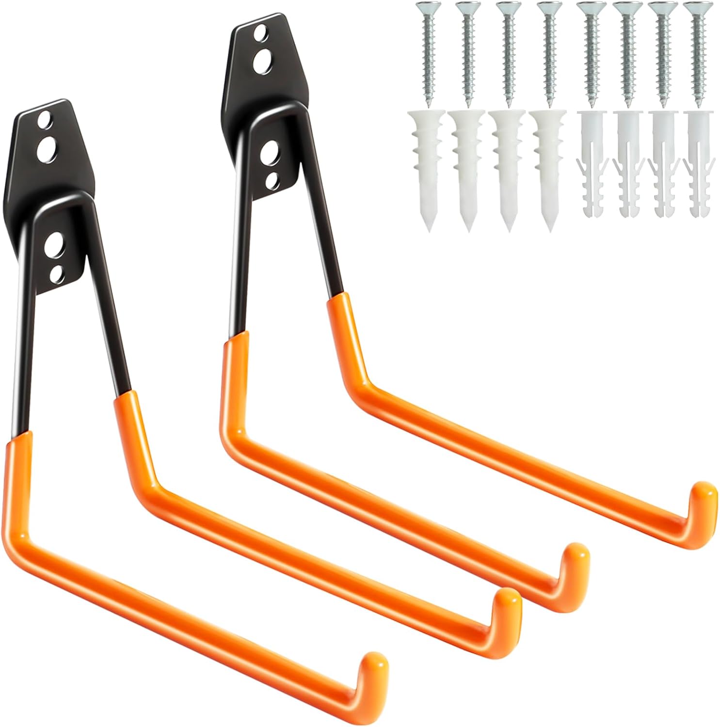 KURUI Heavy Duty Garage Hooks for Hanging, 2 Pack Metal Garage Organization Hooks, Garage Storage Hooks for Ladder Extension Cord Cable, Wall Mount Large Utility Hooks, Garden Tool Organizer/Hanger