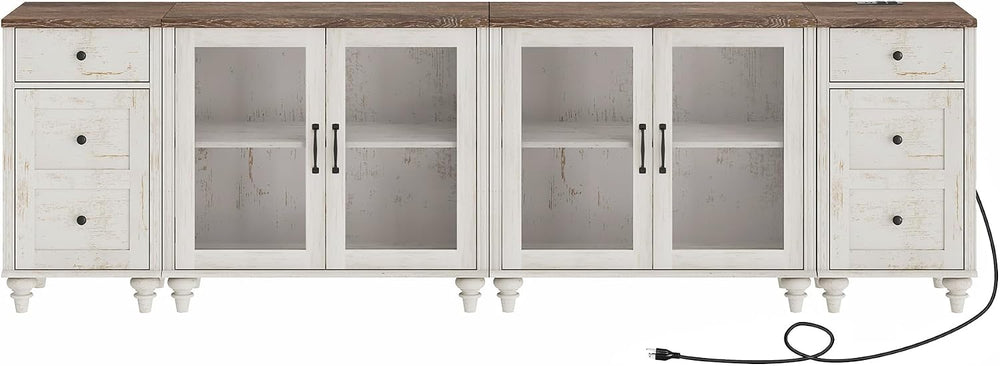 WAMPAT Sideboard Buffet Cabinets with 4-Glass Door, Kitchen Storage Cabinets ...