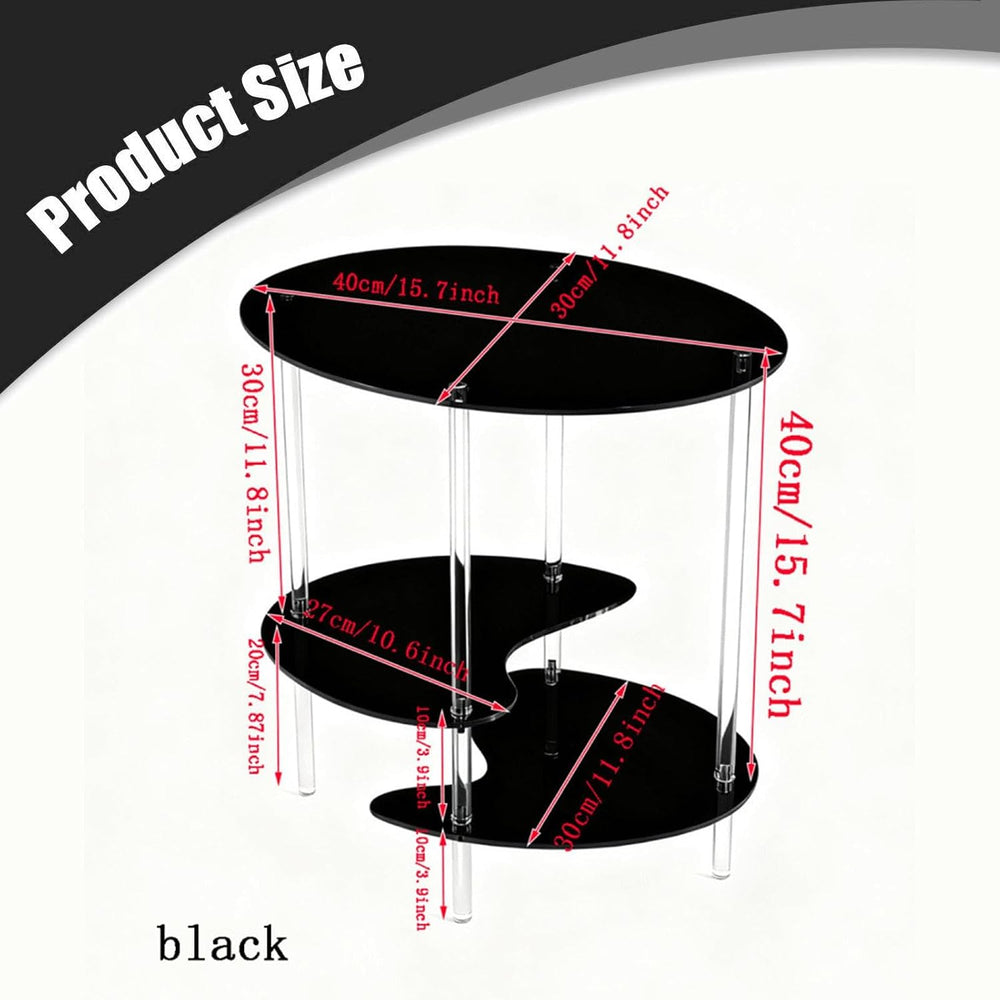Acrylic Side Table 3 Tier Small End Table Furniture with 3 Storage Shelves Ni...