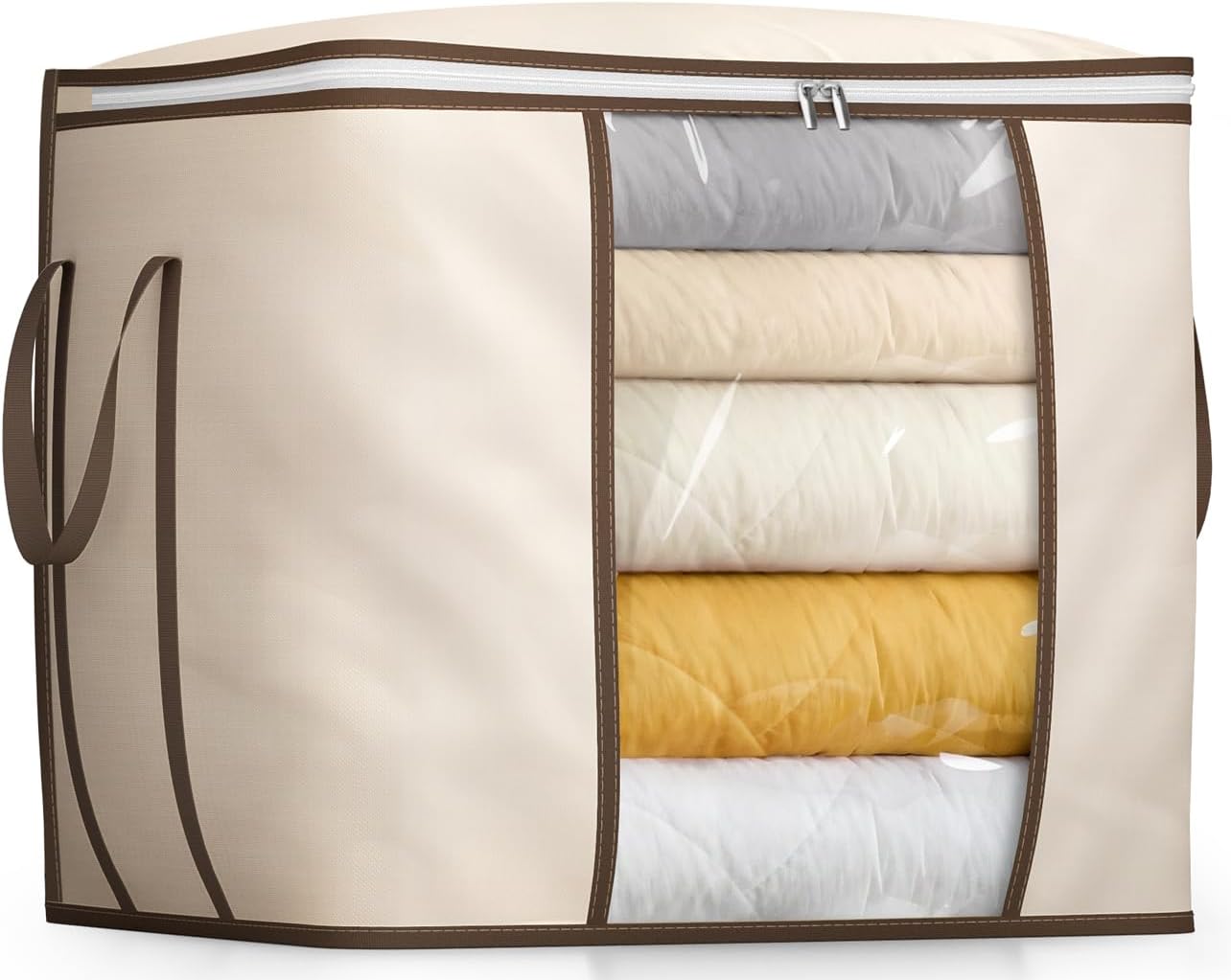 SLEEPING LAMB 170L Huge Blanket Storage Bag, Sturdy Oxford Fabric Comforter Storage Bag with Handles and Window, Foldable Bedding Container Organizer for King-size Duvets, Sheets, Pillows, Clothes