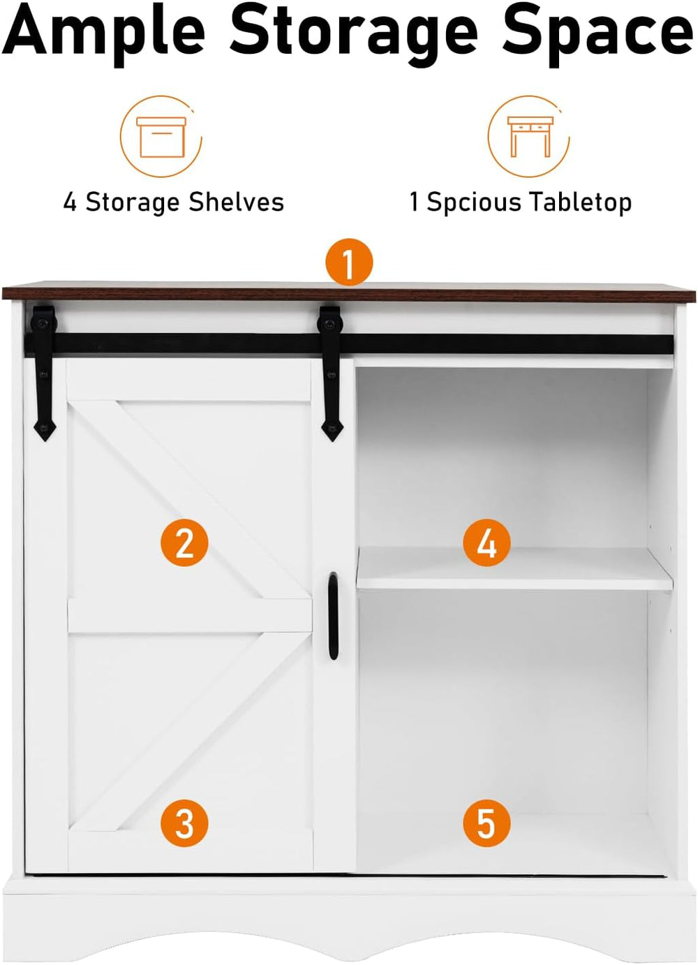 HOMFAMILIA 31.5" H Farmhouse Coffee Bar Cabinet w/Storage, White Kitchen...