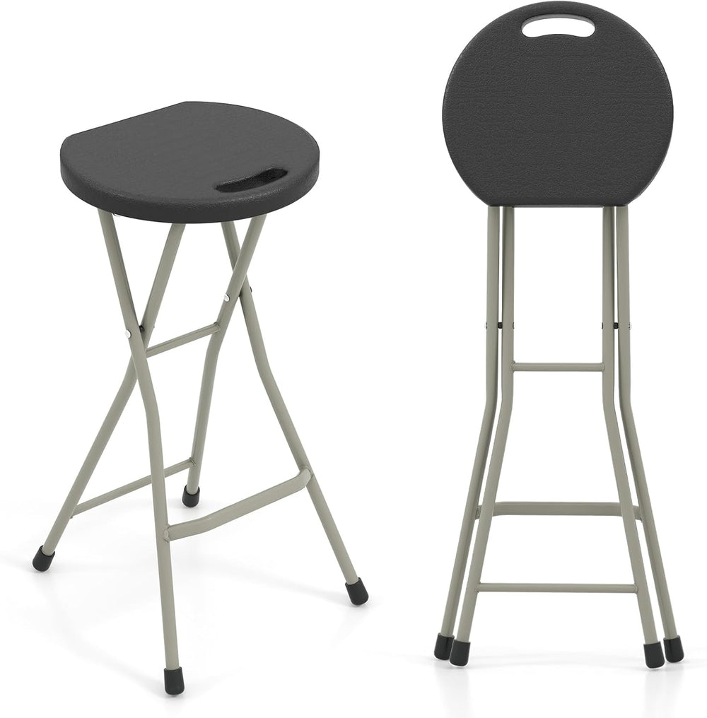 GYMAX Folding Stool, 28in Portable Collapsible Bar Stool with Handle & St...