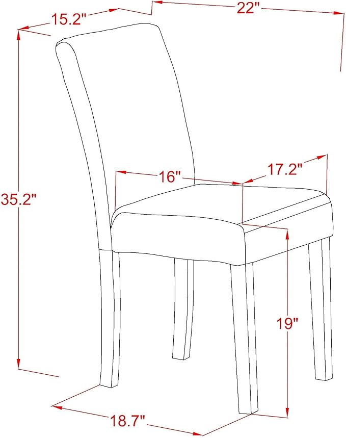 East West Furniture CAAB5-LWH-02 5 Piece Modern Dining Table Set Includes a Rectangle Kitchen Table and 4 Light Beige Linen Fabric Upholstered Chairs, 36x60 Inch, Linen White