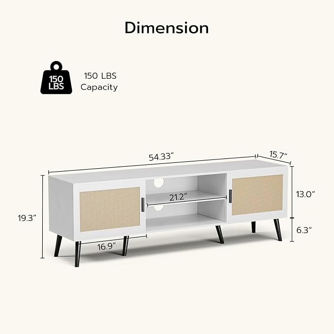 TV Stand for TVs up to 65'', Mid Century Modern Entertainment Center ...
