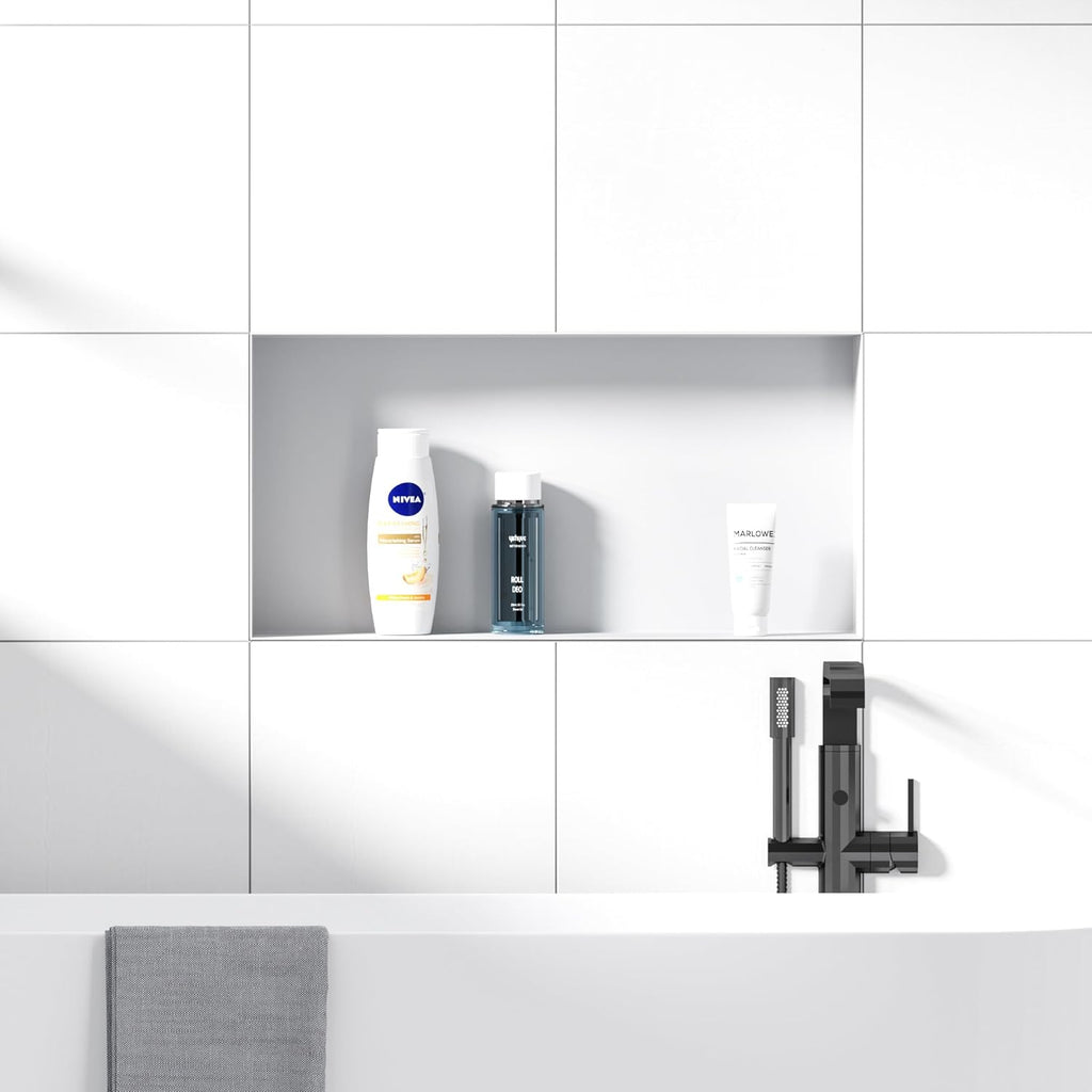 Stainless Steel Shower Niche 24" X 12", No Tile Needed Wall Niche Shower, Recessed Shower Shelf for Bathroom Storage, Matte White