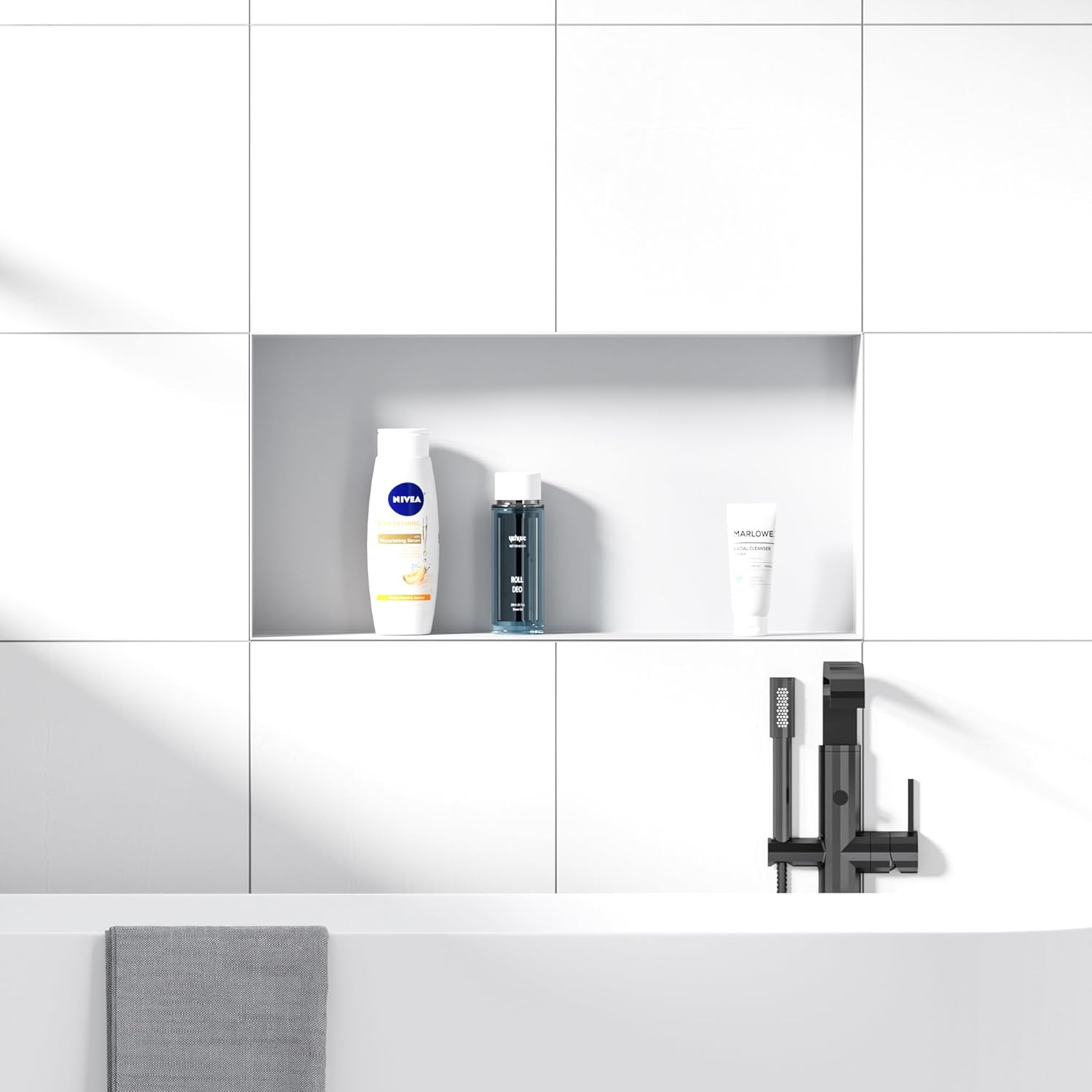 Stainless Steel Shower Niche 24" X 12", No Tile Needed Wall Niche Shower, Recessed Shower Shelf for Bathroom Storage, Matte White