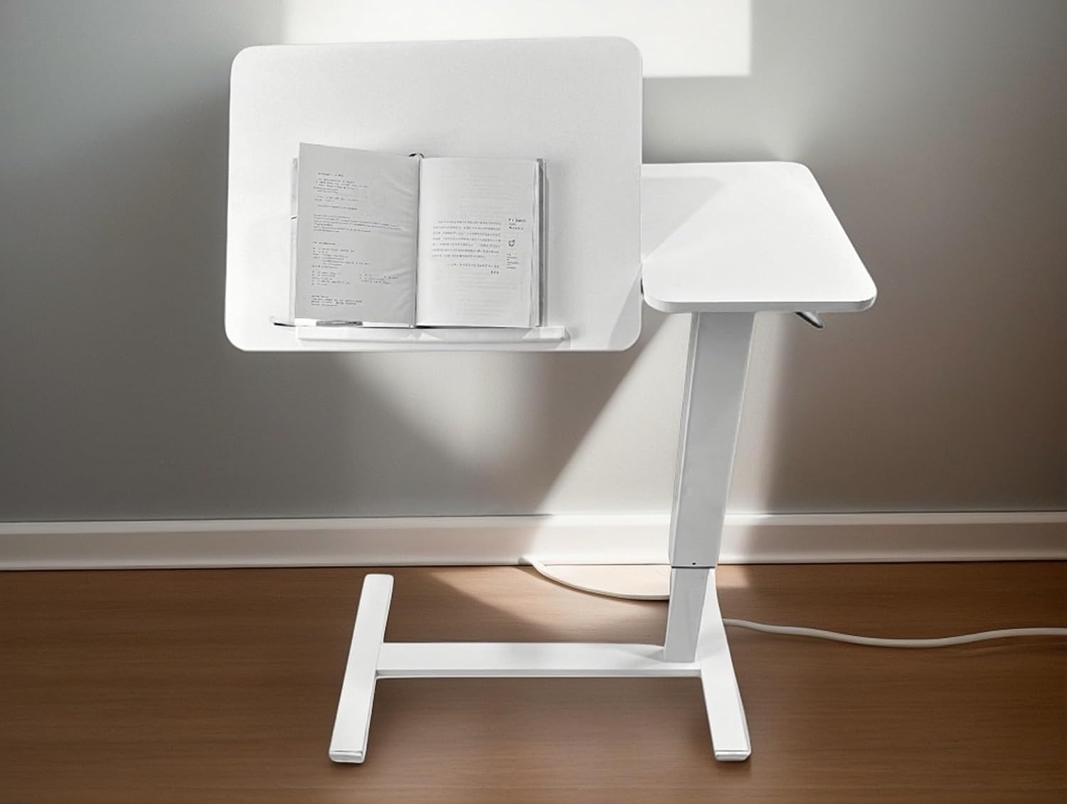 Overbed Desk with Wheels, Height Adjustable Rolling C Shaped Side Table with Tilting Top, Mobile Laptop Stand for Bed Couch Sofa, Bedside Table for Small Space Work from