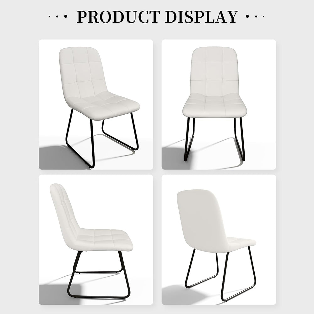 HIPIHOM Faux Leather Dining Chairs Set of 4 | Modern Kitchen Chairs with Curv...
