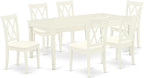 East West Furniture DOCL7-LWH-C 7 Piece Kitchen Table & Chairs Set Consist of a Rectangle Dining Table with Butterfly Leaf and 6 Linen Fabric Dining Room Chairs, 42x78 Inch, Linen White