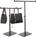 T-shaped metal rack stand,2pcs Adjustable Purse Display Stand Jewelry Towers, Table Hanging Rack, Suitable for Long Necklaces, Scarves, Hanging Ribbons, Jewelry and Handicrafts Display (Black 2pcs)