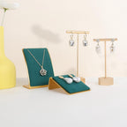 GemeShou Green Necklace display stand, Velvet Jewelry necklace display holder for selling, small metal earring neck storage organizer, online jewelry photography props【Green】