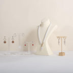 GemeShou Beige necklace storage hanger stand jewelry organizer, Velvet jewelry stand necklace holder, jewelry mannequin bust for necklaces, jewelry bust display stands【Beige-Medium height 9.25 inch】