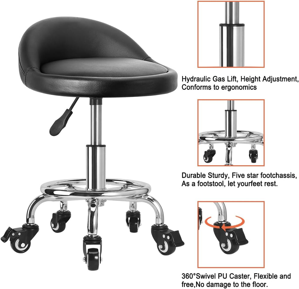 Rolling Stool Low Height Roller Stool Height Adjustable, Shop Stools Low Roll...