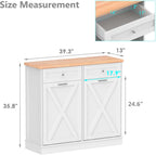 Betterhood Double Tilt Out Trash Cabinet Can Bin Kitchen 20 Gallon Wooden Free Standing Laundry Sorter,Recycling Cabinet with Hideaway Drawer, (White)