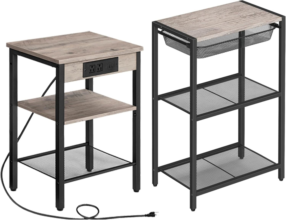 HOOBRO Side Table with Charging Station and USB Port and 28.7 Inch Tall Side ...