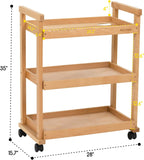 MEEDEN Art Cart Storage Organizer, 3-Tier Rolling Utility Studio Taboret with Caster Wheels, Multifunctional Storage Trolley Shelving Unit on Wheels, Solid Beechwood Art Supplies Studio Cart Classroom
