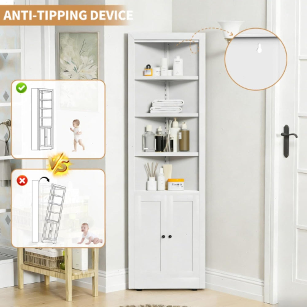 Metal Pantry Storage Cabinet with 4 Adjustable Shelves, 71" Tall Corner ...
