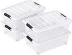 20 Quart Clear Under Bed Storage Box with Wheels, Plastic Under Bed Storage Bins, 4 Packs