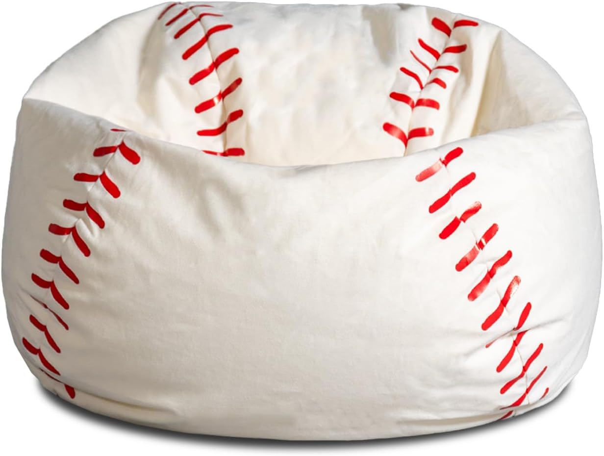 Big Joe Sports Ball Bean Bag Chair for Kids, Baseball Plush, Ultra-Soft Lightweight Polyester Blend, 2.5 Foot Refillable