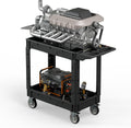 Heavy Duty Utility Rolling Tool Cart, 550 lbs Capacity Plastic Rolling Carts with 360°Swivel Wheels, 40 x 17 Inch Service Cart, 2 Shelf Work Cart for Warehouse,Garage, Cleaning, Black