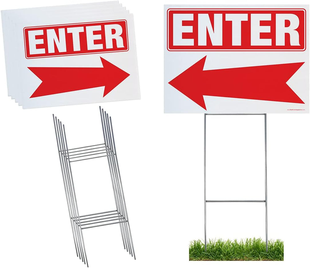 Enter Arrow Yard Signs Complete Kit Includes 5 Signs & 5 Sturdy Sign Stak...