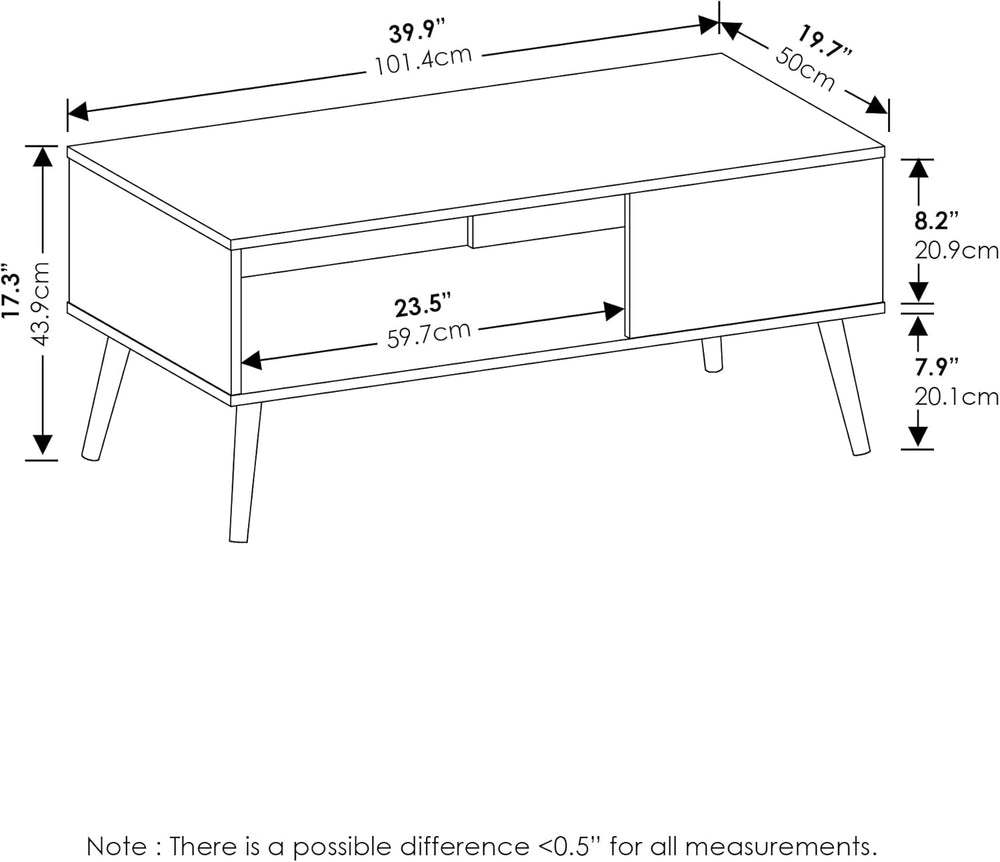 Furinno Claude Mid Century Style Coffee Table with Wood Legs, French Oak Grey...
