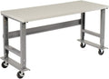 Global Industrial Mobile Adjustable Height Workbench, Plastic Laminate Square Edge, 72" W x 36" D, Gray