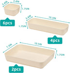 Set Of 12 Beige Color Plastic Desk Drawer Organizers For Makeup Bathroom Office Kitchen Vanity Drawer Storage Box Container