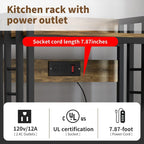 SIREDEEP Bakers Rack with Power Outlet ，4-Tier Kitchen Baker's Rack,Microwave Stand with Storage Suitable for Kitchen, Living Room, Dinning Room，Coffee Bar(Rustic Brown)
