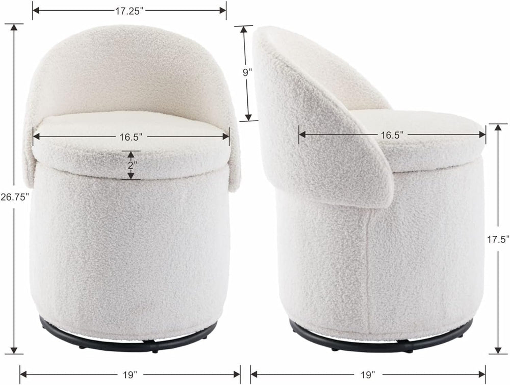 Ya-Home Modern Swivel Ottoman Vanity Chair, Sherpa Upholstered Barrel Club Ch...