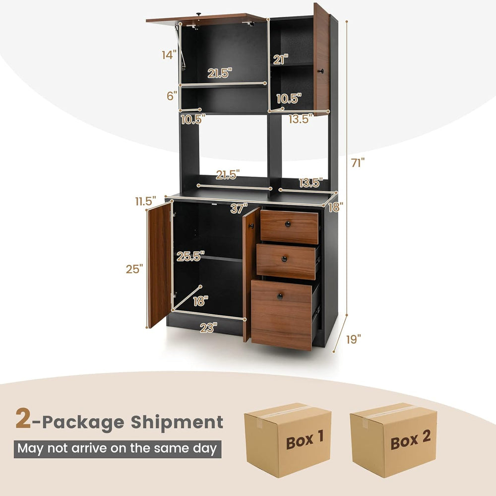 Giantex Kitchen Pantry, Buffet Hutch with 3 Storage Cabinet, 71'' Flo...