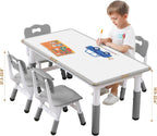 Kids Table and Chair Set for Toddlers - Adjustable Activity Center with Non-Slip Legs & Graffiti-Proof Surface Ages 3-12