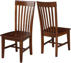 IC International Concepts, Set of Two Tall Mission Dining Chairs, Espresso, 225lbs wt capacity, Solid Real Wood, Sturdy Parawood, Espresso