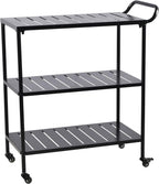 Diwhy Industrial 3 Tier Rolling Utility Storage Cart, Metal bar Cart with Wheels Kitchen Bar Dining Room Tea Wine, Storage Cart Black