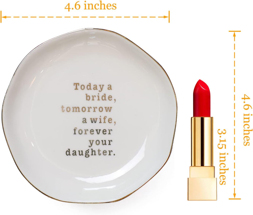 Mother of Bride Ring Dish,Weeding Gifts for Mom from Daughter-Jewelry Dish Tray-Ceramic White
