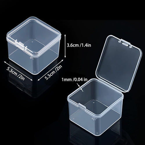 48 Packs Clear Small Plastic Containers Transparent Storage Box with Hinged Lid for Small Items Crafts Jewelry (2 x 2 x 1.4 Inches)