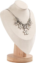 Coward Bamboo Necklace Display Chain Bust Stand Holder For Show Jewelry Organizer Model (beige velvet, 9.2")