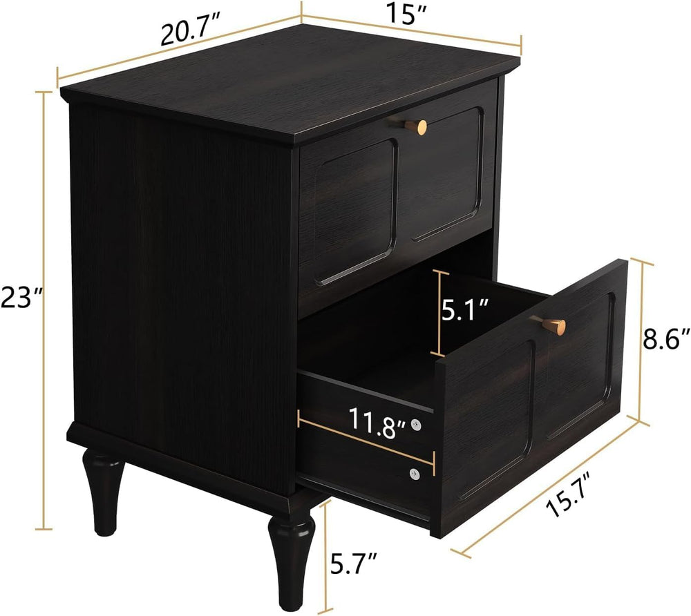 ARTPOWER 3 Piece Mid-Century Living Room Table Set, Black | Coffee Table and ...