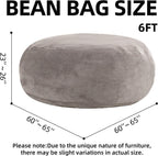 Jumbo Bean Bag Chair for Adults，6FT，Bean Bags with Filler Included，Memory Foam Chair，Removable and Washable Flannel Cover, Suitable for Living Room, Bedroom and Dormitory. (Khaki)