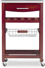 HomeStock Kitchen Island Cart with Granite Top - Rolling Kitchen Island Modern Kitchen Storage, Elegant Wooden Cart