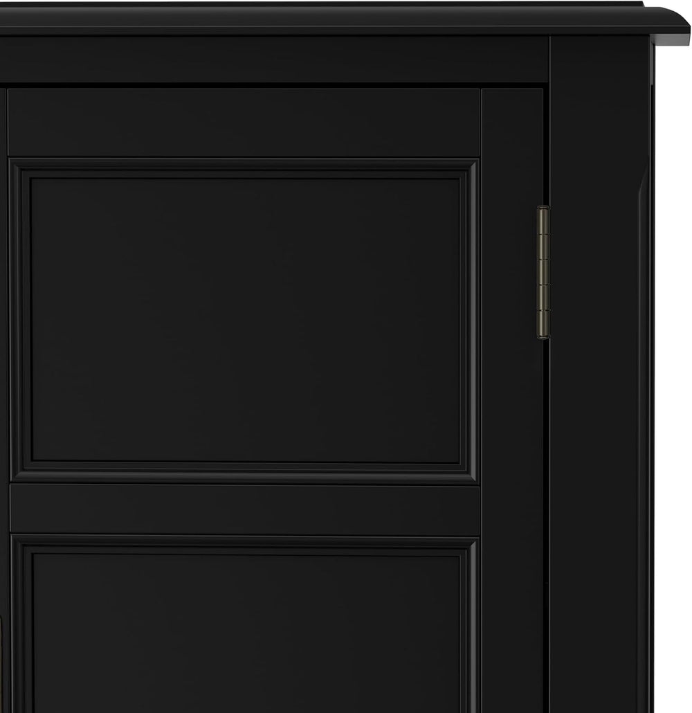 SIMPLIHOME Burlington 30" Wide Solid Wood Cabinet in Black